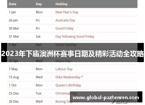 2023年下庙澳洲杯赛事日期及精彩活动全攻略 2023年下庙澳洲杯赛事日期及精彩活动全攻略